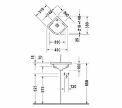 Duravit Starck 3 White Corner Hand Rinse Basin With Overflow 430mm - 075244 -Duravit Sales Shop M 2015 12 3 5 48 2 564