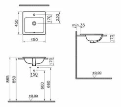VitrA Commercial S20 1TH Countertop Basin 450mm Wide -Duravit Sales Shop M 2015 12 3 8 3 55 562