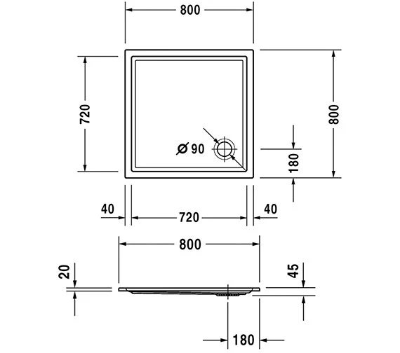 Duravit Starck Slimline 800 X 800mm Shower Tray 2 Duravit Starck Slimline 800 X 800mm Shower Tray - Image 2