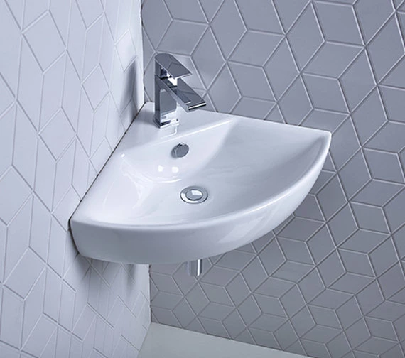Roper Rhodes Zest 630mm Corner Basin White With Overflow - Z45CB 1 Roper Rhodes Zest 630mm Corner Basin White With Overflow - Z45CB