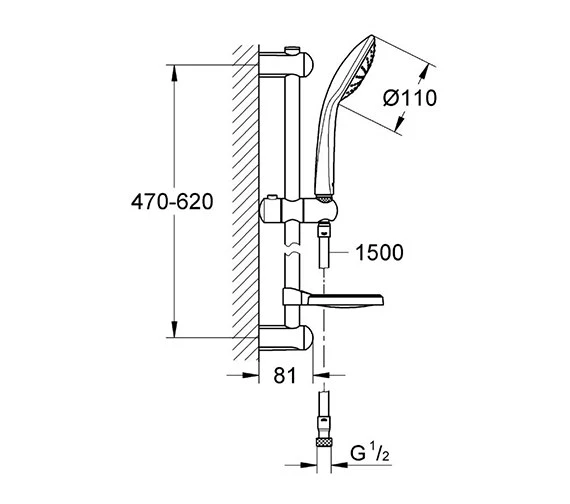 Grohe Euphoria Mono Chrome Shower Set With 600mm Rail - 27256001 2 Grohe Euphoria Mono Chrome Shower Set With 600mm Rail - 27256001 - Image 2
