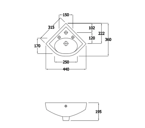 Essential Lily Raised Height Compact White Corner Basin 2 Essential Lily Raised Height Compact White Corner Basin - Image 2