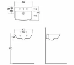 RAK Summit 1 Tap Hole White Wall Hung Hand Basin 400mm - SUM40BAS1 -Duravit Sales Shop M 2016 12 13 11 35 6 53