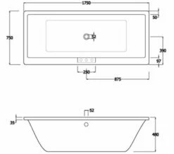 RAK Evolution Double Ended 1750mm X 750mm Easyflow Acrylic Bath White -Duravit Sales Shop M 2016 3 31 6 35 3 435