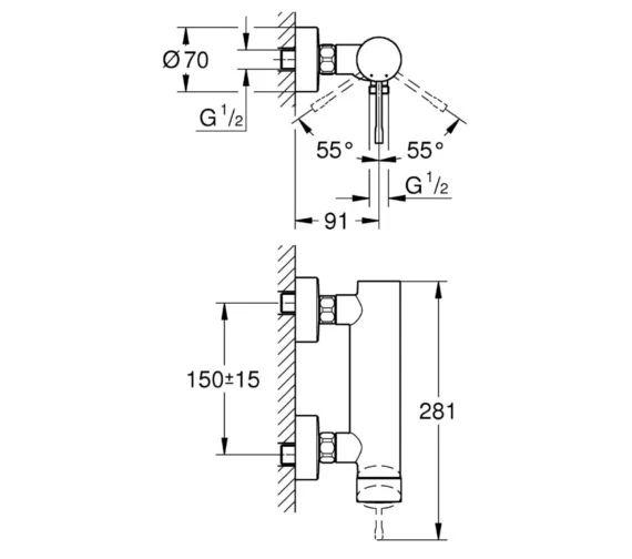 Grohe Essence New Exposed Chrome Single Lever Shower Mixer Valve 2 Grohe Essence New Exposed Chrome Single Lever Shower Mixer Valve - Image 2