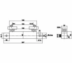Nuie Thermostatic Square Chrome Bar Shower Valve With Bottom Outlet -Duravit Sales Shop M 2016 9 30 12 32 7 436