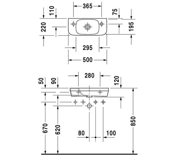 Duravit Durastyle 500 X 220mm Handrinse Basin 2 Duravit Durastyle 500 X 220mm Handrinse Basin - Image 2