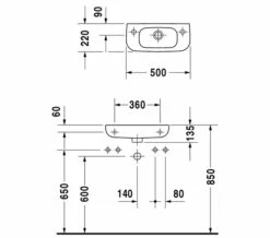 Duravit D-Code 500mm Handrise Basin Without Tap Hole -Duravit Sales Shop M 2017 12 9 10 9 11 453
