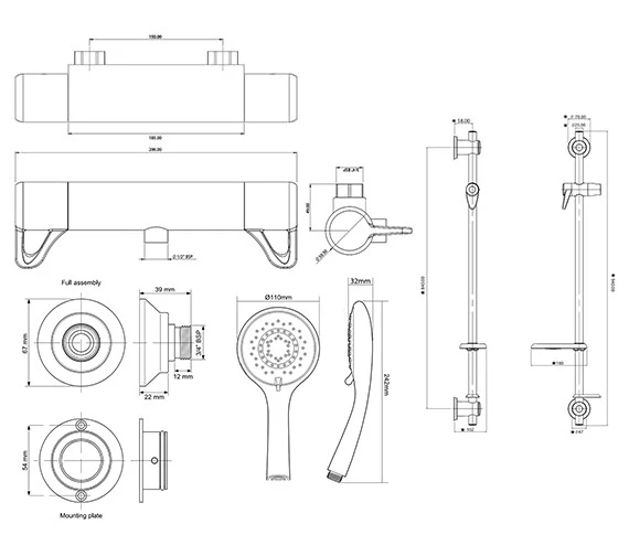 Triton Elina Chrome Bar Mixer Exposed Thermostatic Shower Valve With Riser Rail 3 Triton Elina Chrome Bar Mixer Exposed Thermostatic Shower Valve With Riser Rail - Image 3