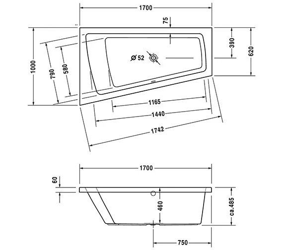 Duravit Paiova 1700mm X 1000mm Right-Left Backrest Slope Bath With Frame 3 Duravit Paiova 1700mm X 1000mm Right-Left Backrest Slope Bath With Frame - Image 3