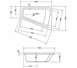 Duravit Paiova 1700mm X 1300mm Right-Left Backrest Slope Bath With Frame