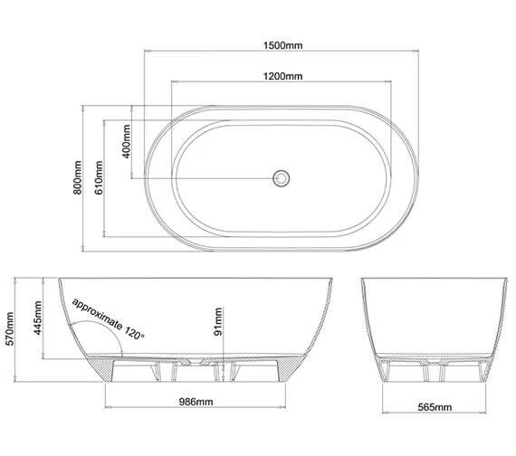 Clearwater Formoso Petite ClearStone Freestanding Bath 1500 X 800mm 3 Clearwater Formoso Petite ClearStone Freestanding Bath 1500 X 800mm - Image 3