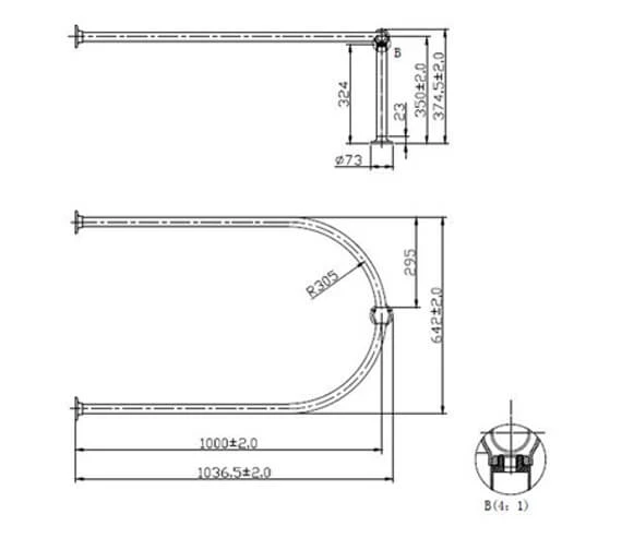 Hudson Reed U Shaped Shower Curtain Rail Chrome 2 Hudson Reed U Shaped Shower Curtain Rail Chrome - Image 2