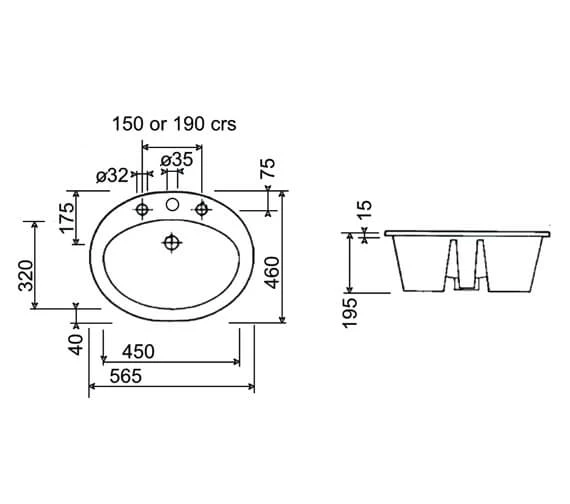 Silverdale Belgravia 565 X 460mm Coquet Inset Vanity Basin 2 Silverdale Belgravia 565 X 460mm Coquet Inset Vanity Basin - Image 2