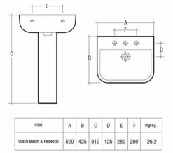RAK Series 600 1 Tap Hole White Basin 520mm With Pedestal -Duravit Sales Shop M 2018 6 29 12 46 2 848