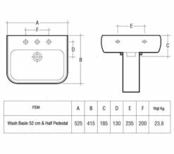 RAK Metropolitan White Basin 525mm With Full Pedestal -Duravit Sales Shop M 2018 6 29 14 38 23 798