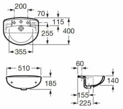 Roca Laura 510 Wide Semi Recessed White Basin -Duravit Sales Shop M 2018 7 2 10 5 0 975
