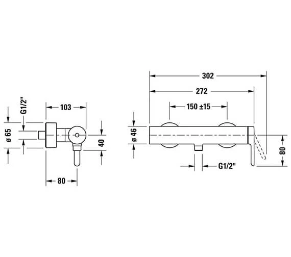 Duravit C.1 Chrome Exposed Thermostatic Bar Shower Mixer Valve 2 Duravit C.1 Chrome Exposed Thermostatic Bar Shower Mixer Valve - Image 2