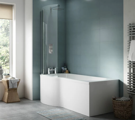 Nuie P-Shaped Shower Bath White 5 Nuie P-Shaped Shower Bath White - Image 5