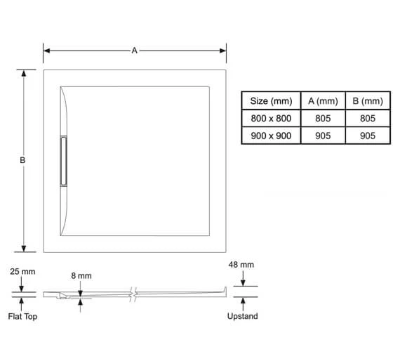 Mira Flight Level Square Shower Tray With Waste 2 Mira Flight Level Square Shower Tray With Waste - Image 2