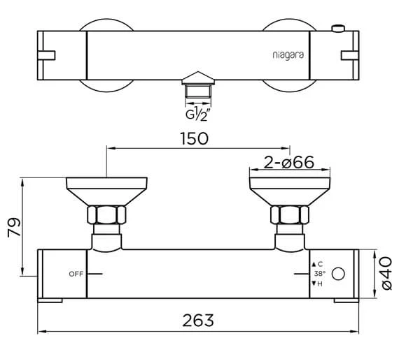 Niagara Equate Round Thermostatic Bar Shower Valve 1 Chrome 2 Niagara Equate Round Thermostatic Bar Shower Valve 1 Chrome - Image 2
