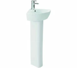 Britton My Home 450mm Wide Compact White Cloakroom Corner Basin With Full Pedestal