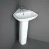 RAK Origin 62 1-Tap Hole 450mm Wide White Corner Basin With Full Pedestal