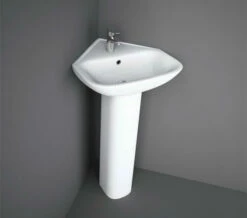 RAK Origin 62 1-Tap Hole 450mm Wide White Corner Basin With Full Pedestal