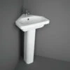 RAK Resort 450mm Wide 1 Tap Hole White Corner Basin And Full Pedestal
