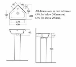 RAK Resort 450mm Wide 1 Tap Hole White Corner Basin And Full Pedestal -Duravit Sales Shop M 2020 3 21 7 18 0 156