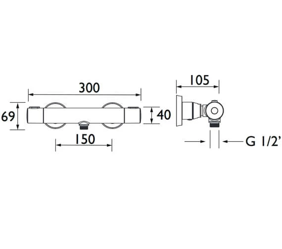 Bristan Frenzy Safe Touch Chrome Bar Mixer Valve With Fast Fit Connections 2 Bristan Frenzy Safe Touch Chrome Bar Mixer Valve With Fast Fit Connections - Image 2