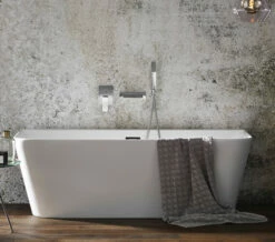 Aqua Mono 1700 X 800mm Luxury Back-To-Wall Freestanding Bath White