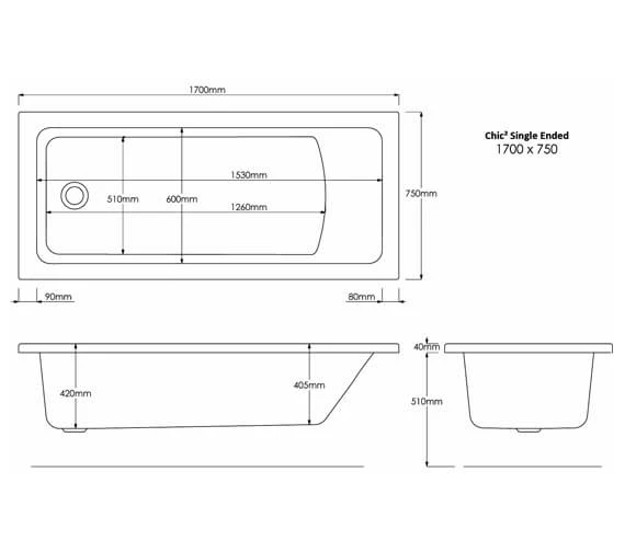 Aqua Chic2 Single Ended Straight Acrylic Whirlpool Bath 3 Aqua Chic2 Single Ended Straight Acrylic Whirlpool Bath - Image 3