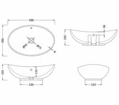 Hudson Reed Vessel 588 X 390mm Oval Countertop Basin White -Duravit Sales Shop M700 2020 10 6 7 9 16 638