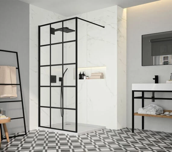 Merlyn Black Squared Showerwall Wetroom Panel - BLKFSWCTL90 1 Merlyn Black Squared Showerwall Wetroom Panel - BLKFSWCTL90