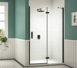 Merlyn Black Hinge Shower Door And Inline Panel