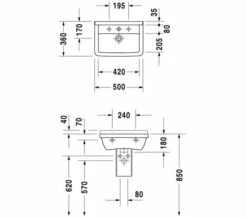 Duravit Starck 3 Underneath Glazed 1 Tap Hole Washbasin With Overflow -Duravit Sales Shop M700 2020 9 15 10 9 37 813
