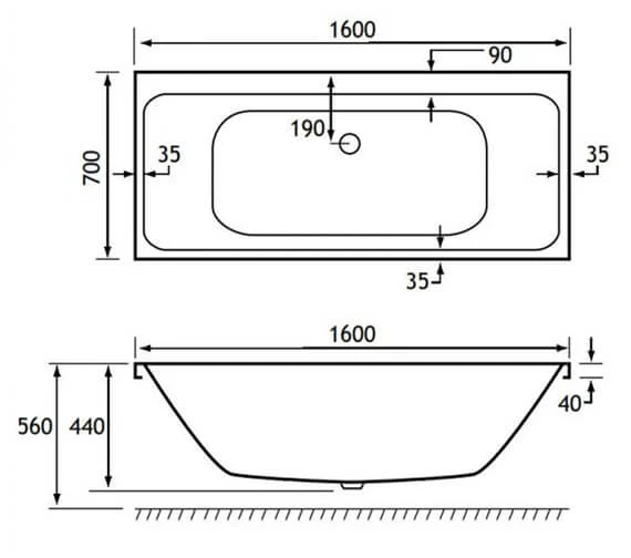 Joseph Miles Malin White 5mm Acrylic Bath - Double Ended 3 Joseph Miles Malin White 5mm Acrylic Bath - Double Ended - Image 3