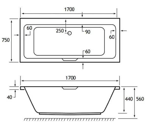 Joseph Miles Portland 5mm Acrylic Double Ended White Bath With Single Grip 4 Joseph Miles Portland 5mm Acrylic Double Ended White Bath With Single Grip - Image 4