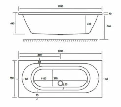 Joseph Miles Biscay Double Ended Straight Edge 5mm Acrylic White Bath -Duravit Sales Shop M700 2021 12 14 11 15 42 276