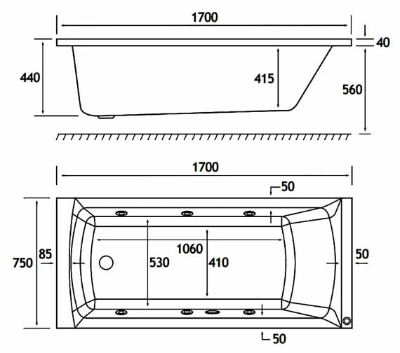 Joseph Miles Rockall Beauforte Reinforced Single Ended 6 Jet Whirlpool Bath White 3 Joseph Miles Rockall Beauforte Reinforced Single Ended 6 Jet Whirlpool Bath White - Image 3