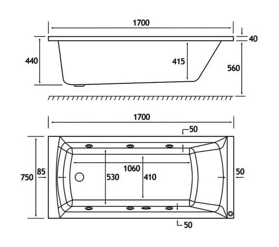 Joseph Miles Rockall Beauforte Reinforced Single Ended 6 Jet Whirlpool Bath White 4 Joseph Miles Rockall Beauforte Reinforced Single Ended 6 Jet Whirlpool Bath White - Image 4