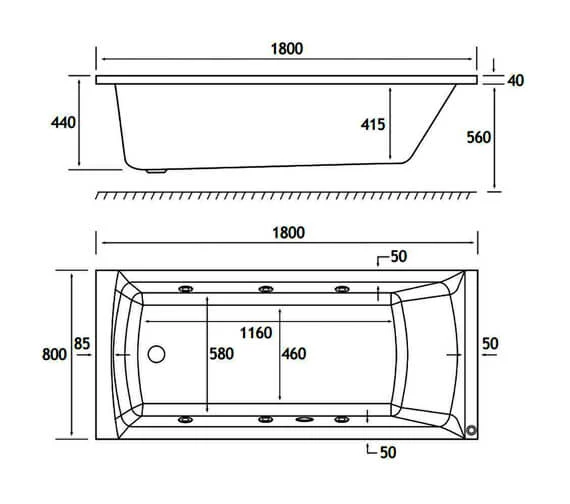 Joseph Miles Rockall Beauforte Reinforced Single Ended 6 Jet Whirlpool Bath White 5 Joseph Miles Rockall Beauforte Reinforced Single Ended 6 Jet Whirlpool Bath White - Image 5