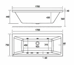 Joseph Miles Portland Beauforte Reinforced 1700 X 750mm Double Ended 6 Jet Whirlpool Bath -Duravit Sales Shop M700 2021 12 15 7 57 55 205