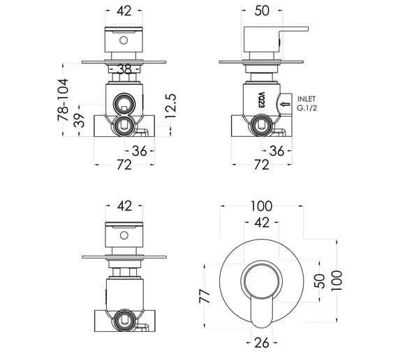 Nuie Binsey 2-3-4 Way Concealed Diverter 2 Nuie Binsey 2-3-4 Way Concealed Diverter - Image 2