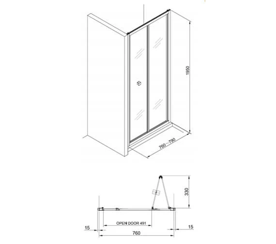 Crosswater Clear 6 1950mm Height Bi-fold Door 8 Crosswater Clear 6 1950mm Height Bi-fold Door - Image 8