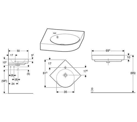 Geberit Selnova Compact Corner Handrinse Basin 4 Geberit Selnova Compact Corner Handrinse Basin - Image 4