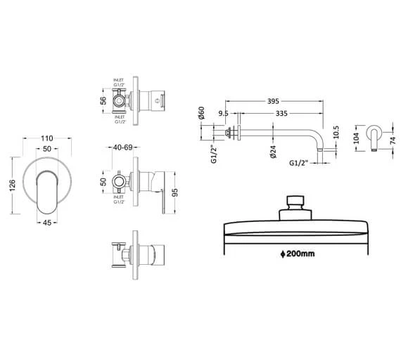 Nuie Binsey Manual Valve With Chrome Fixed Shower Arm And Head 2 Nuie Binsey Manual Valve With Chrome Fixed Shower Arm And Head - Image 2