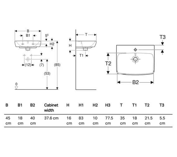 Geberit Selnova Square 450 X 350mm Handrinse Basin White 3 Geberit Selnova Square 450 X 350mm Handrinse Basin White - Image 3