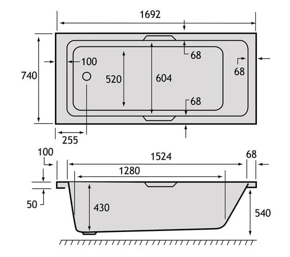 Carron Quantum Single Ended Acrylic 5mm White Bath - 1700 X 750mm 2 Carron Quantum Single Ended Acrylic 5mm White Bath - 1700 X 750mm - Image 2